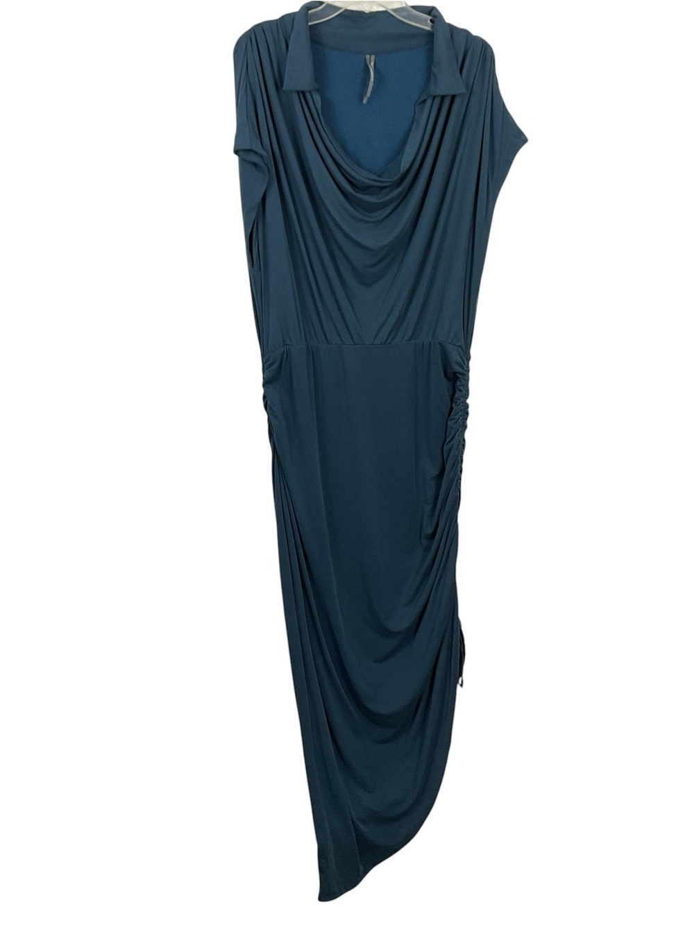 Anthropologie Ruched Cowl Neck Cap Sleeve Midi Dress Womens XL